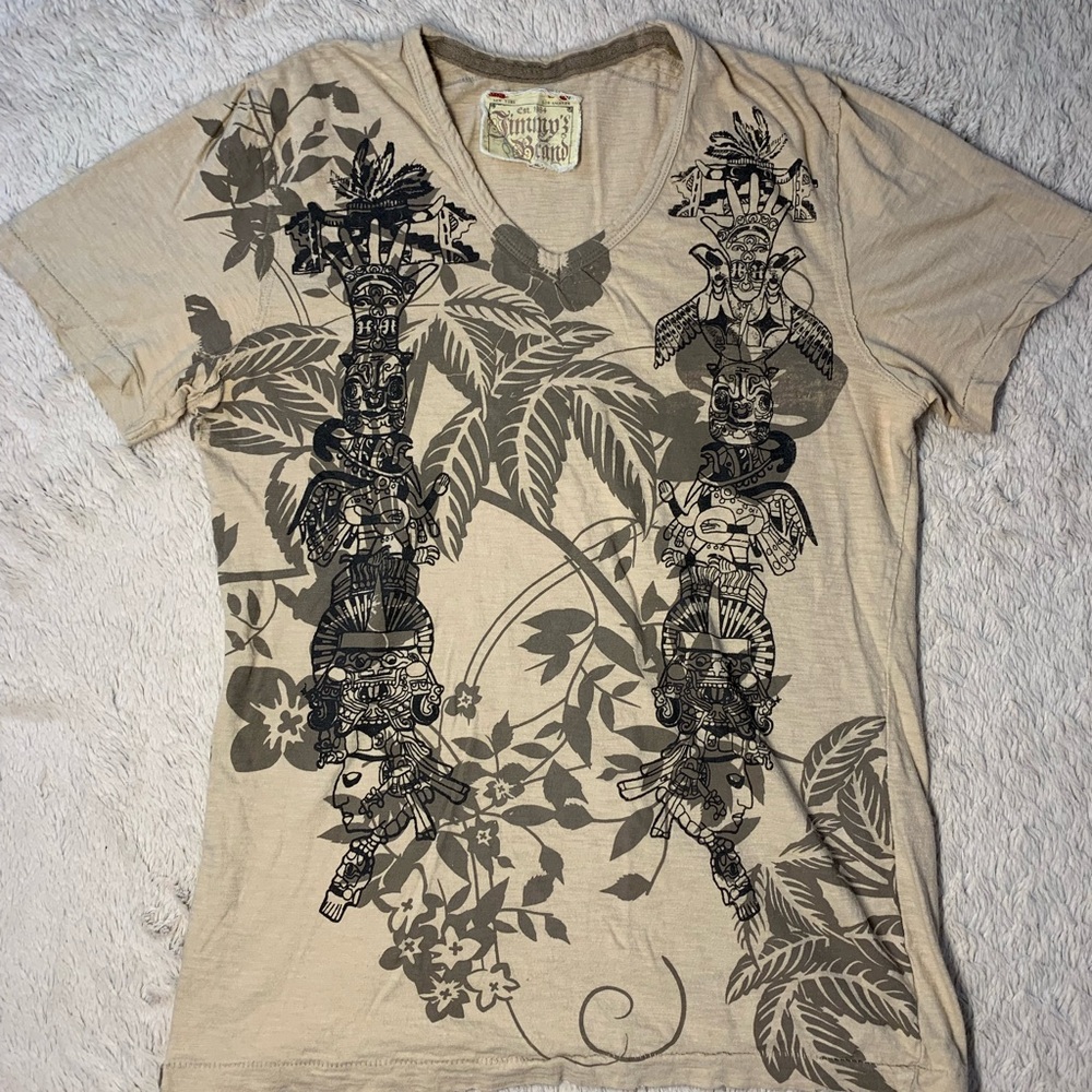 Genuine Vintage Jimmy Z Shirt Men's Large Tribal Hawaiian Tiki Graphic Skate